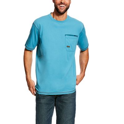 Ariat Work: Rebar Workman Camisetas Hombre - Azules (SEWCY3859)